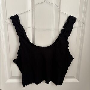 ASOS Ribbed Baddie Grunge Scallop Edge Crop Tank Top Black Whimsigoth